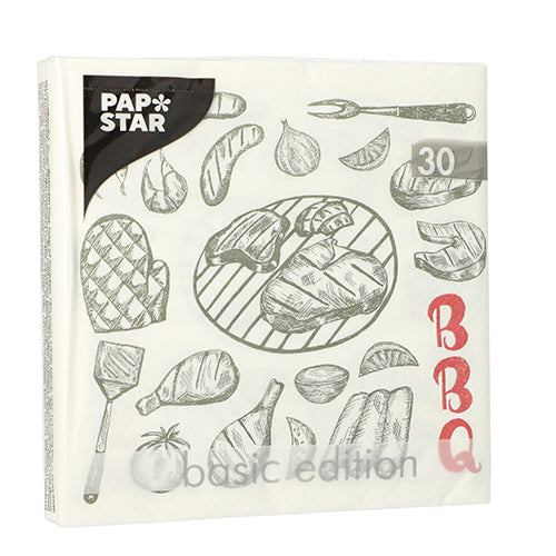 Servietten, 3-lagig 1/4-Falz 33 cm x 33 cm "I love BBQ"