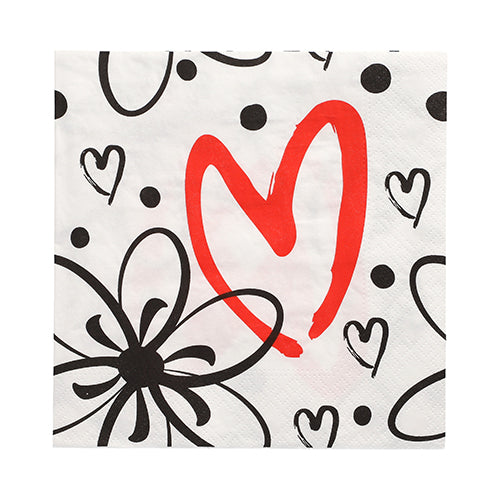 Servietten, 3-lagig 1/4-Falz 33 cm x 33 cm "Red Heart"