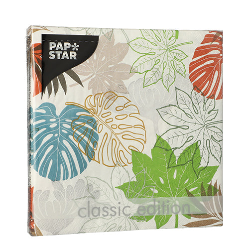 Servietten, 3-lagig 1/4-Falz 33 cm x 33 cm "Various Leaves"