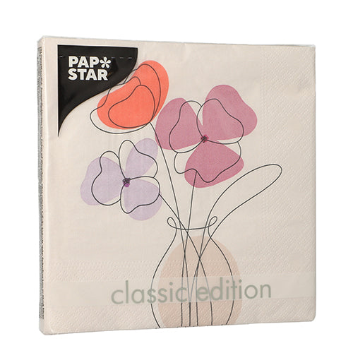 Servietten, 3-lagig 1/4-Falz 33 cm x 33 cm "Vase of Flowers"