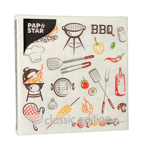 Servietten, 3-lagig 1/4-Falz 33 cm x 33 cm "Time for BBQ"