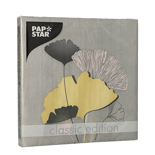 Servietten, 3-lagig 1/4-Falz 33 cm x 33 cm "Golden Ginko"