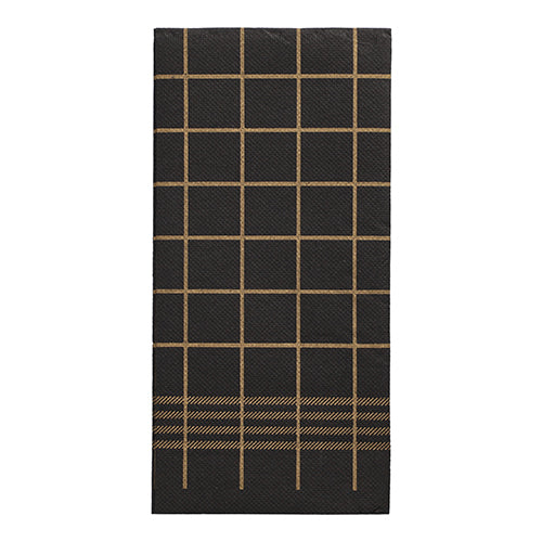 Servietten, 2-lagig "PUNTO" 1/8-Falz 39 cm x 40 cm schwarz/gold "Kitchen Towel"