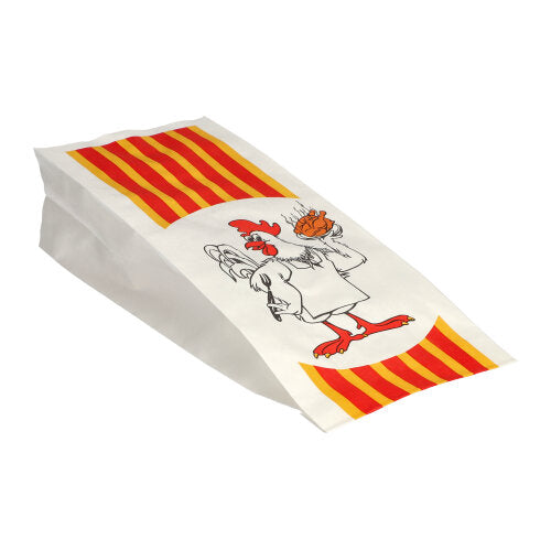 Hähnchenbeutel, Papier mit HDPE-Einlage 24 cm x 10,5 cm x 5,5 cm "Grillhähnchen" 1/2