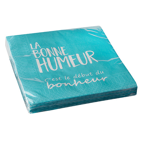 Servietten, 3-lagig 1/4-Falz 33 cm x 33 cm blau "La Bonne Humeur"