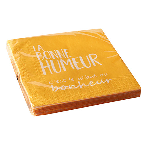 Servietten, 3-lagig 1/4-Falz 33 cm x 33 cm gelb "La Bonne Humeur"