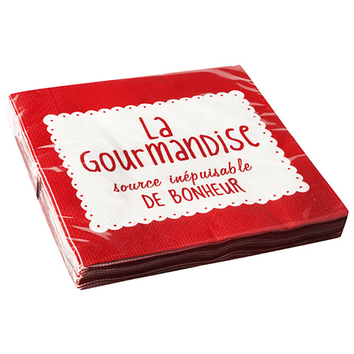 Servietten, 3-lagig 1/4-Falz 33 cm x 33 cm rot "La Gourmandise"
