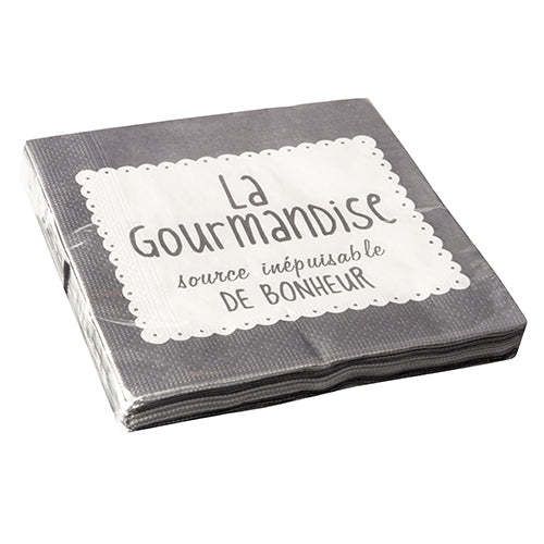 Servietten, 3-lagig 1/4-Falz 33 cm x 33 cm grau "La Gourmandise"