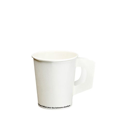 Trinkbecher mit Henkel, Pappe 0,18 l Ø 7,3 cm · 7,8 cm weiss