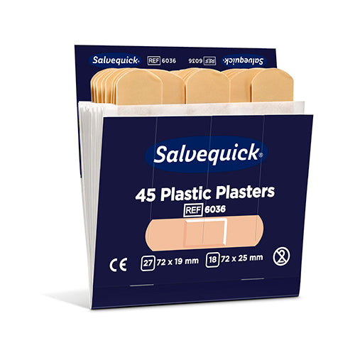 Set "Cederroth" Salvequick Plastic Pflaster (45 Stück) braun , wasserabweisend, Refill