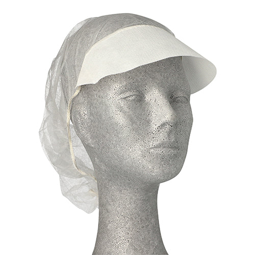 "Medi-Inn" Barett-Hauben, Vlies Ø 52 cm weiss mit Schirm