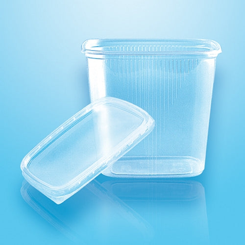 Verpackungsbecher mit Deckel, PP eckig 500 ml 10,1 cm x 8,9 cm x 11,4 cm transparent