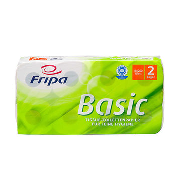 Rollen Toilettenpapier, 2-lagiges Tissue 12 cm x 11,5 cm weiss "Basic" 250 Blatt