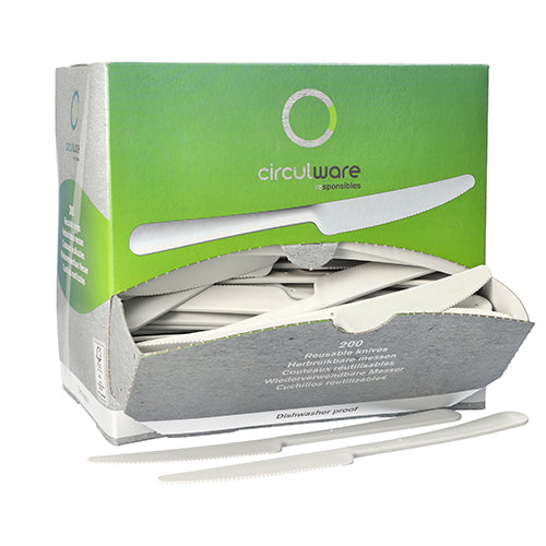 "Circulware" Mehrweg-Messer PP-MF 19,7 cm weiss "Gaia" extra stabil, in Spenderbox