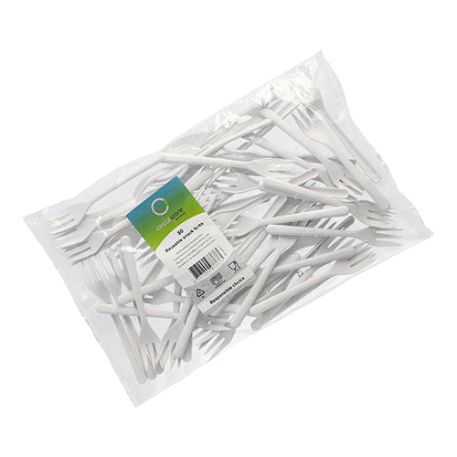 "Circulware" Mehrweg-Snackgabeln PP-MF 13 cm weiss extra stabil