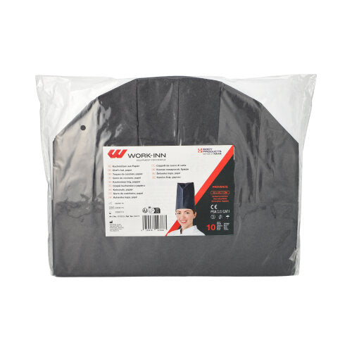 "WORK-INN/-PS" Kochmützen, Krepp 23 cm x 27,7 cm schwarz "Provence" Größenverstellbar klein