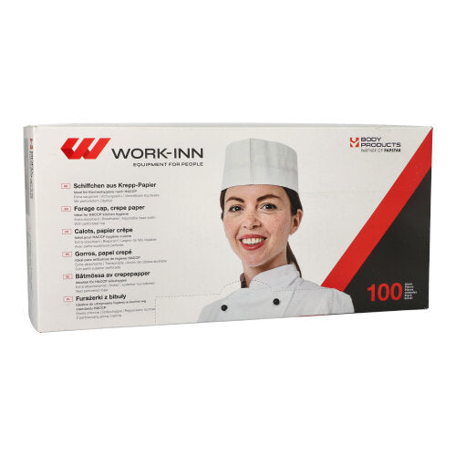 "WORK-INN/-PS" Schiffchen, Krepp 8,5 cm x 27,5 cm weiss Größe: 55 - 62